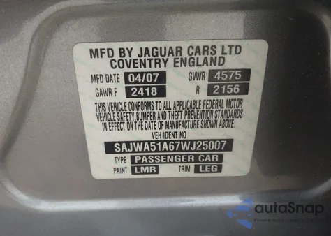 2007 Jaguar X-Type 3.0 from USA, damaged, VIN SAJWA51A67WJ25007